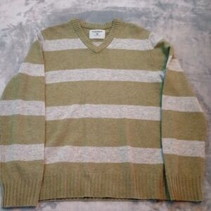 Express Sweater Lambswool Womens Sz Medium Green Striped Grunge Kurt Cobain‎